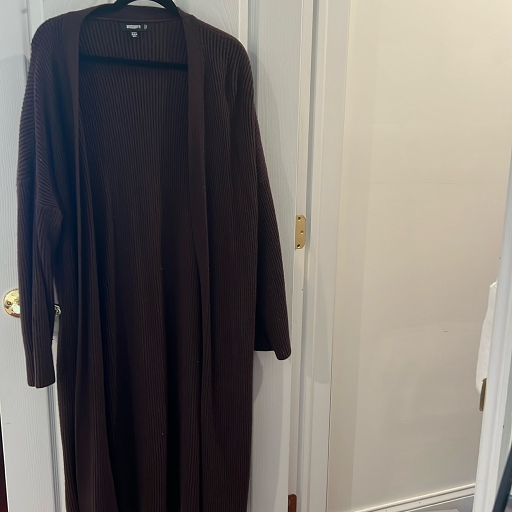 Long dark brown cardigan